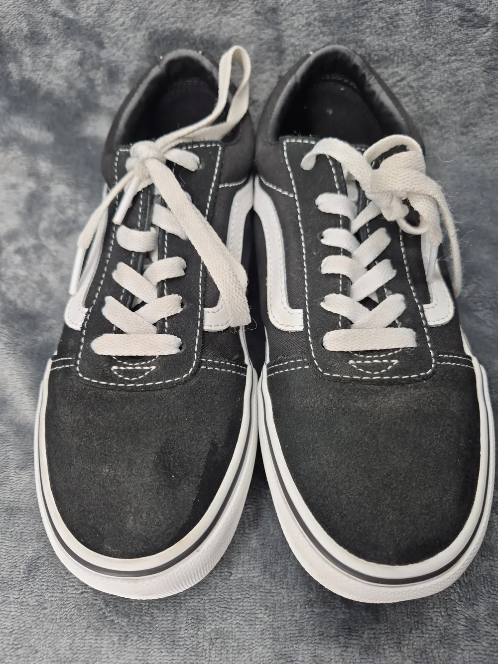 Vans Ward Skateboarding Shoes Youth Us 5 Black White Suede Canvas Lace Up 751505